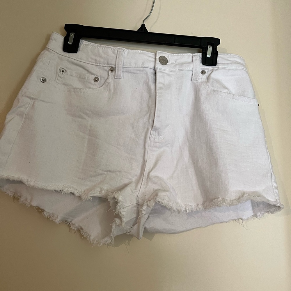 Forever 21 White Distressed Jean Shorts